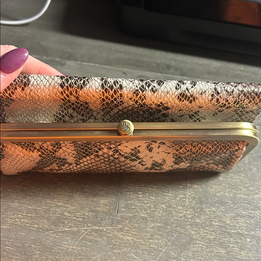 HOBO Leather Metallic Accent Snakeskin Clutch Wallet‎